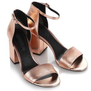 Alexander Wang Abby Sandal Rose Gold Metallic Block Heel EU 37 US 6.5